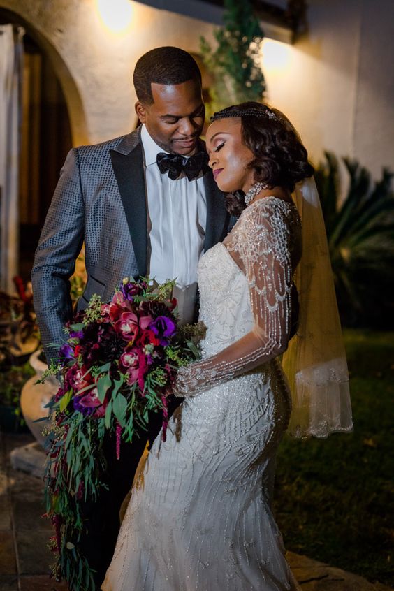 stylish bride and groom