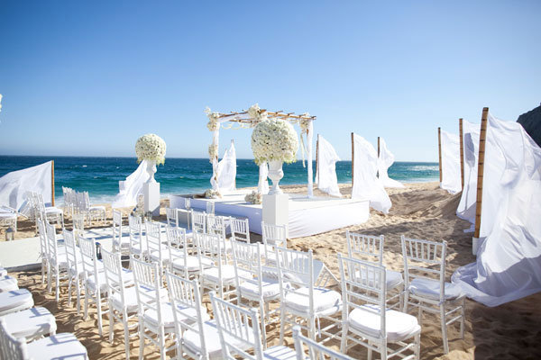 all white beach wedding