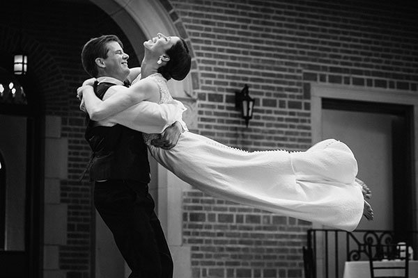bride swept off her feet during the first dance