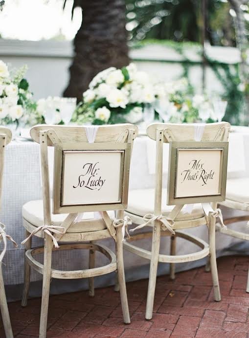 mr and mrs lucky chair backs 