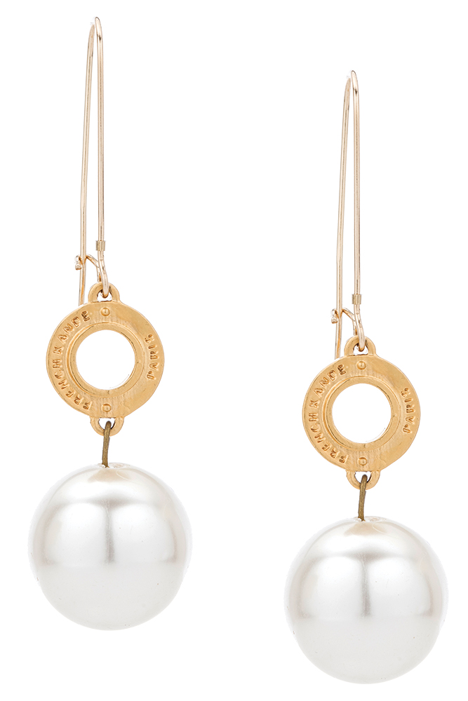 14k gold pendant and pearl drop earrings by French Kande