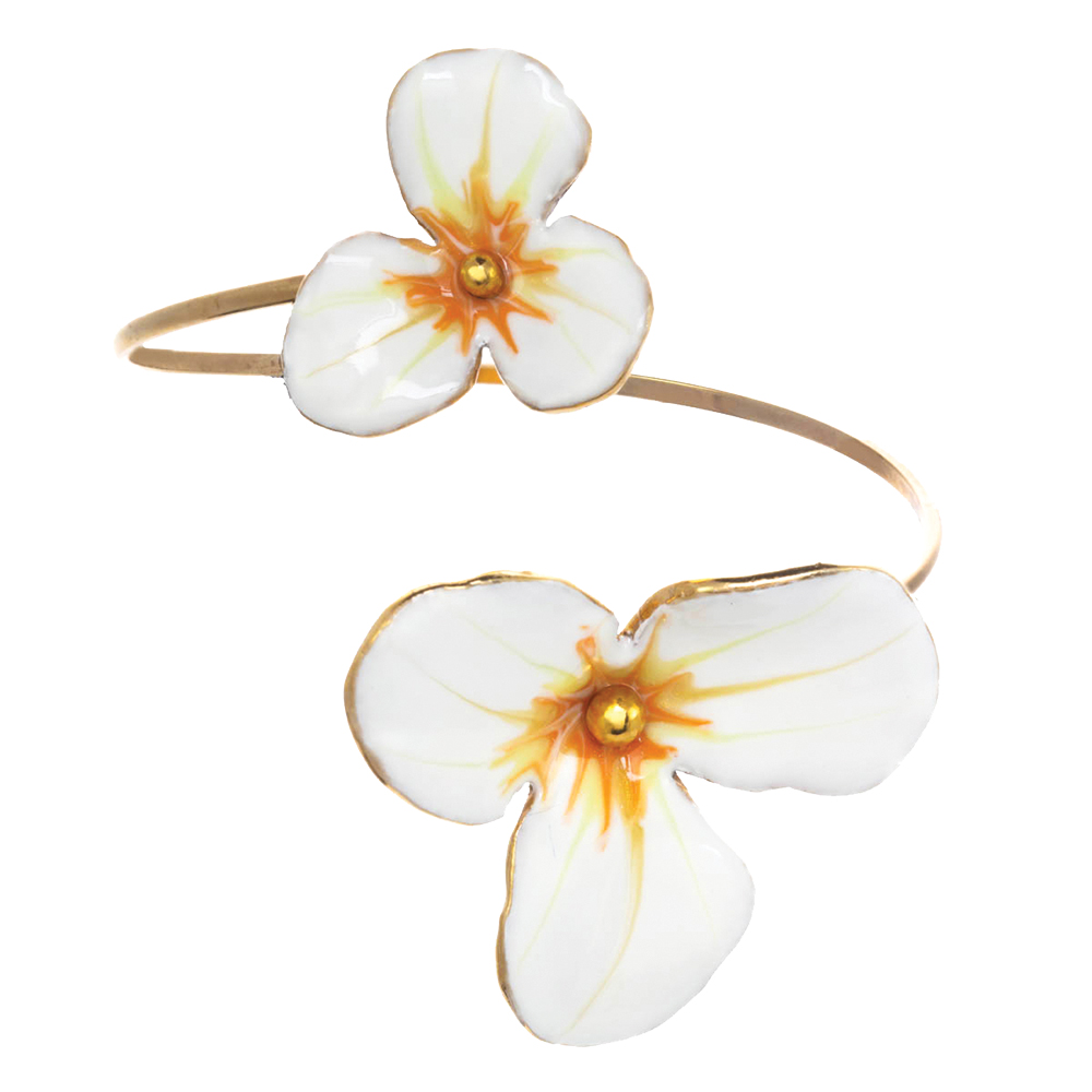 Porcelain double flower cuff bracelet
