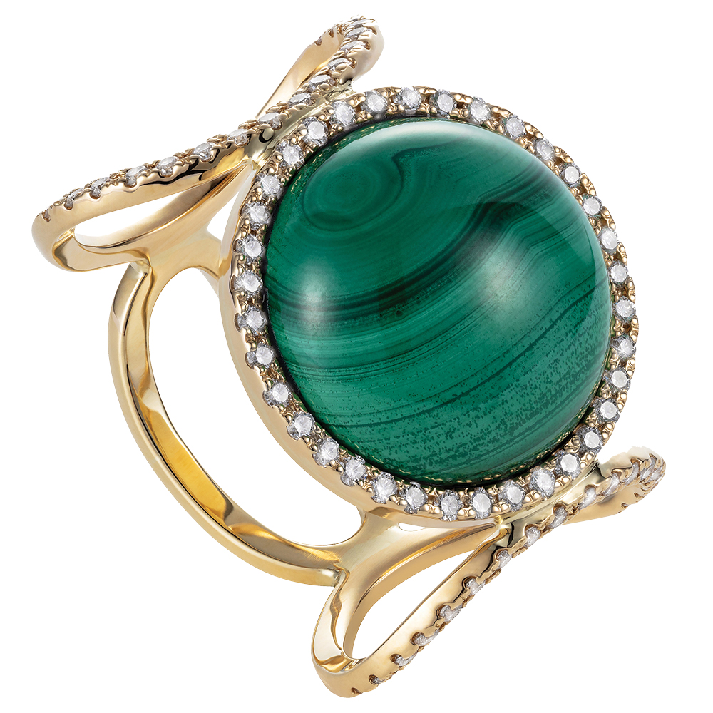 18k yellow gold and malachite ring by Never Not