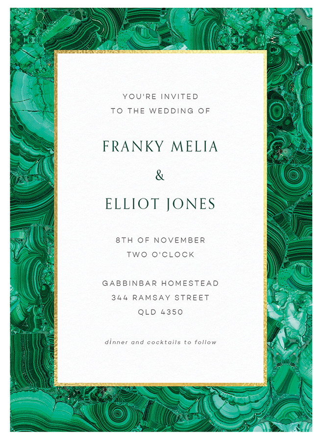 Malachite wedding invitation by Papier