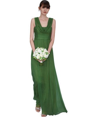 long bridesmaid dresses green