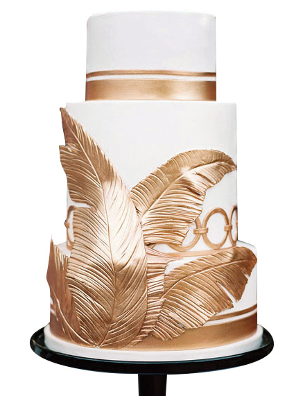 Three tier gold accented cake by The Butter End Cakery
