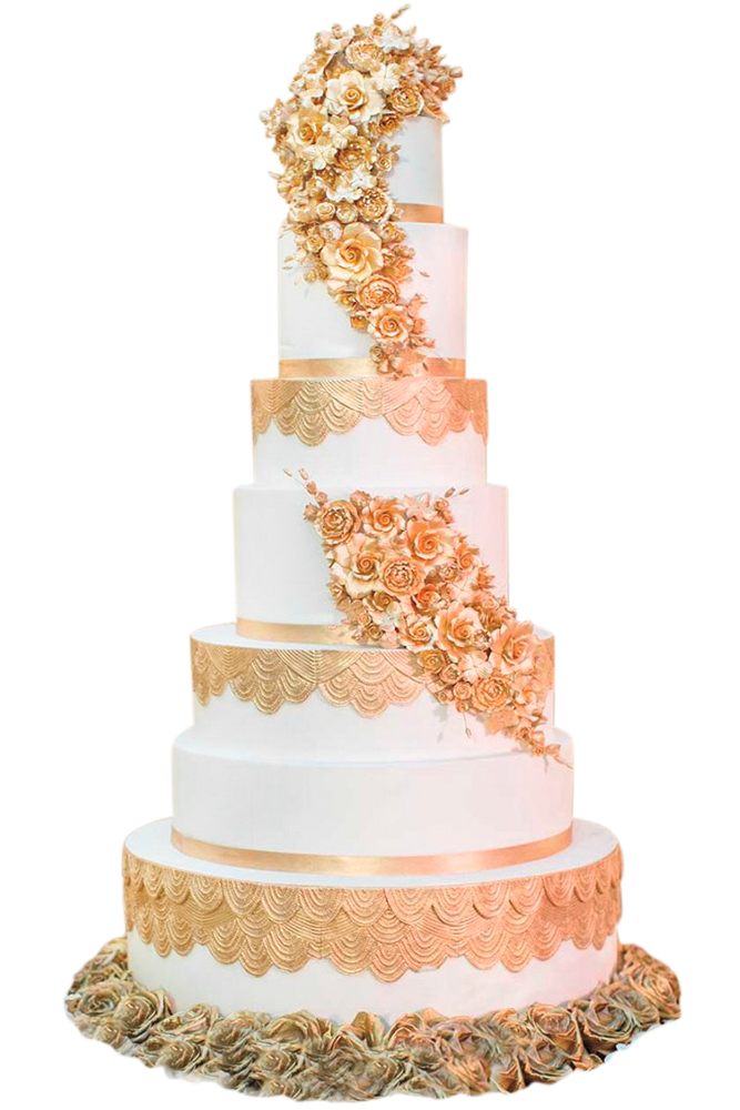 Gold wedding cake by Fancy Cakes by Lauren