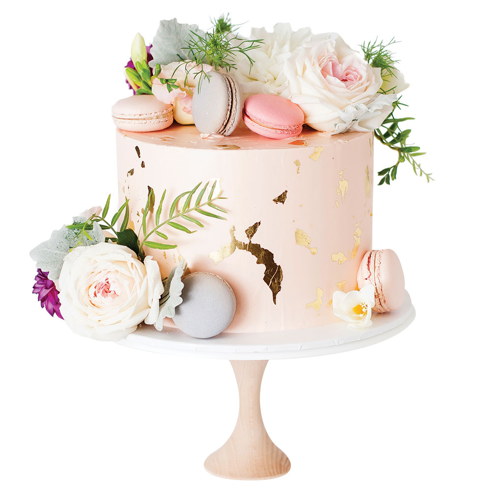 pink and gold wedding cake by cake ink 
