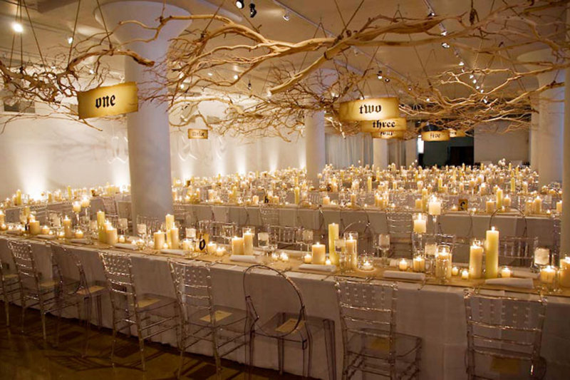 long tables with candles