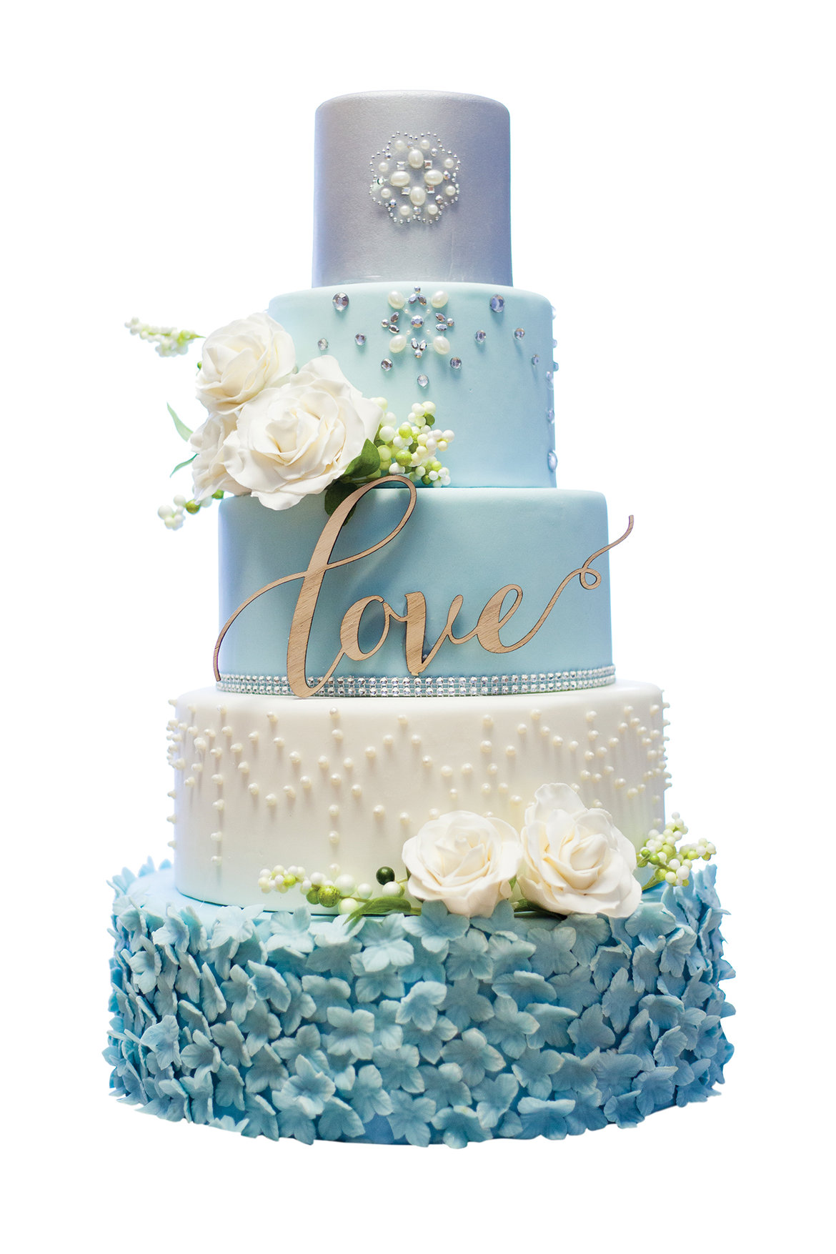 blue and white cake