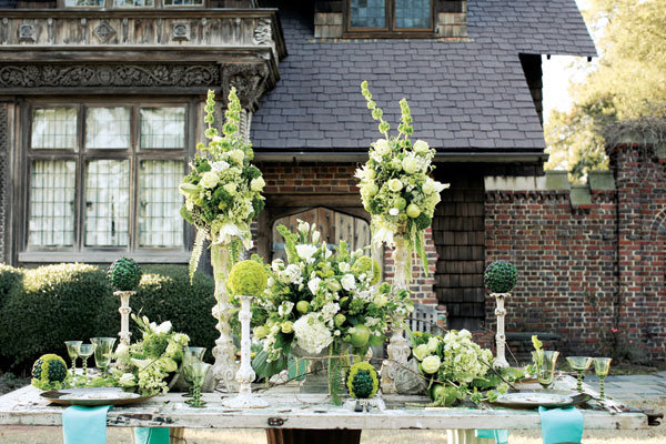 green and turquoise reception decor