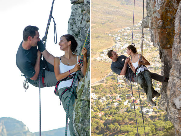 rock climbing engagement photos