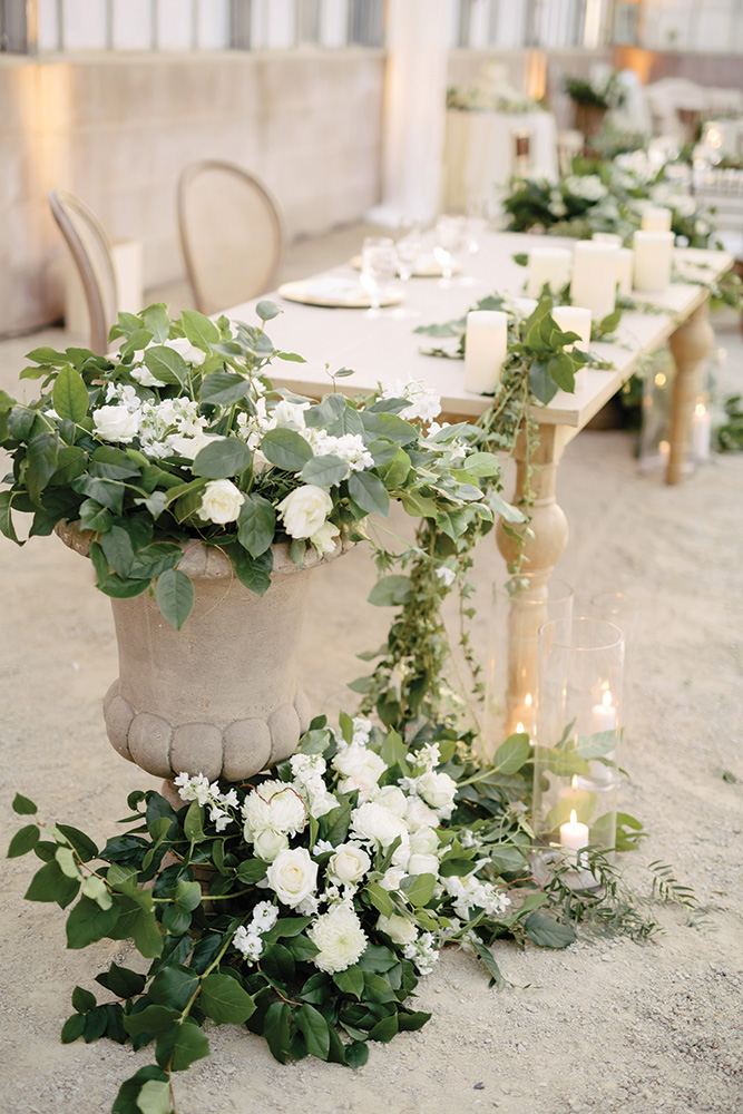 greenhouse wedding sweetheart table