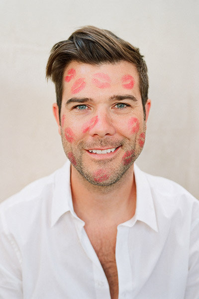 groom with lipstick marks