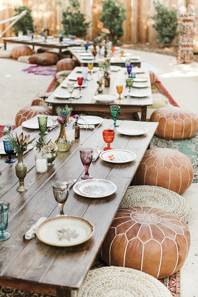 Intimate wedding reception with floor seating