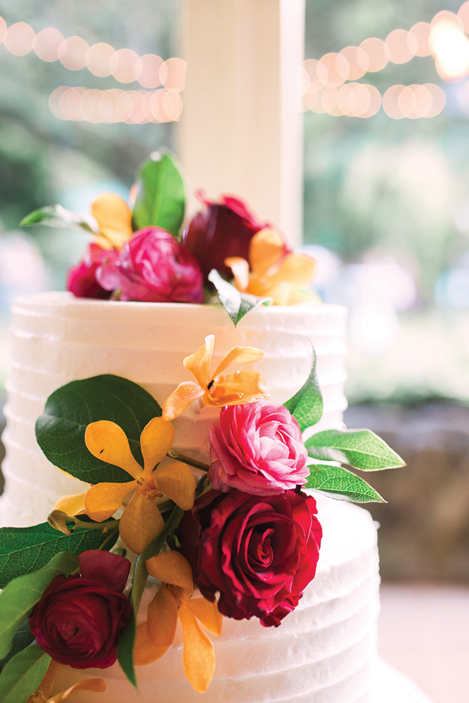 tropical boho wedding cake