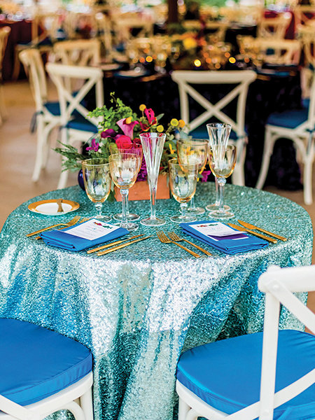 blue and gold wedding color palette