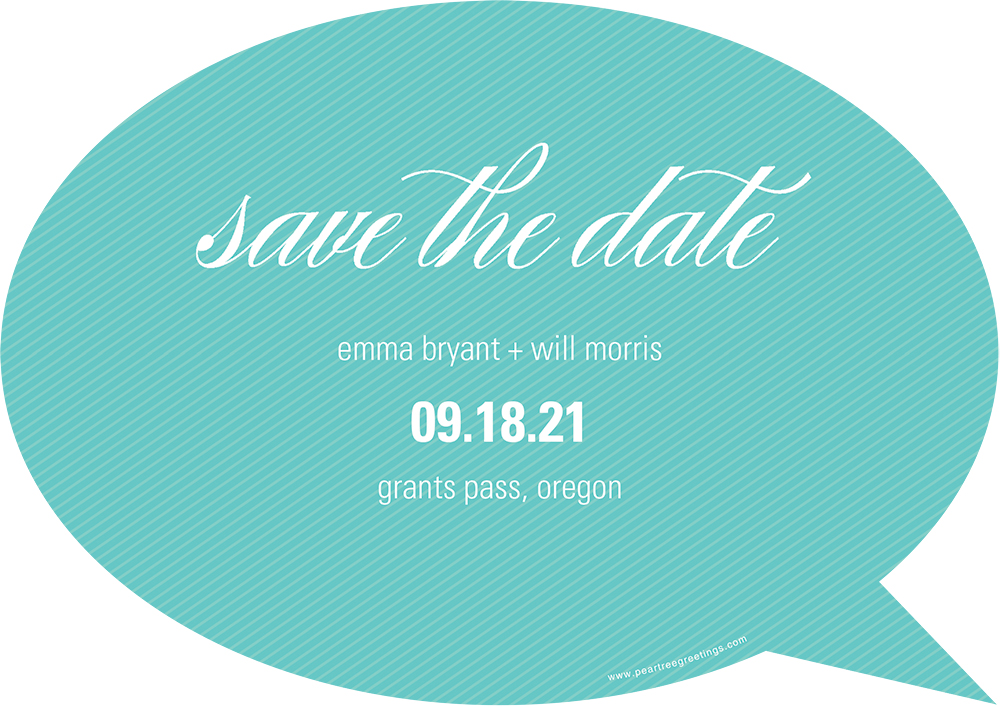 speech bubble save the date card