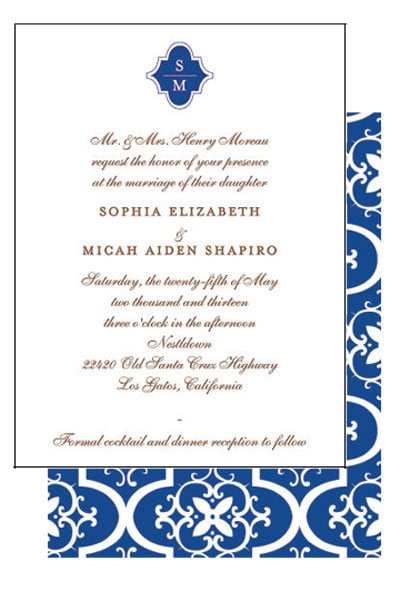 moroccan themed wedding invitation