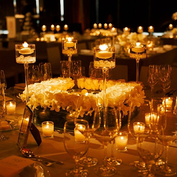 candles at wedding reception