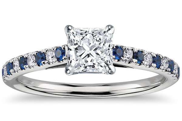 blue nile micropave sapphire and diamond petite cathedral engagement ring