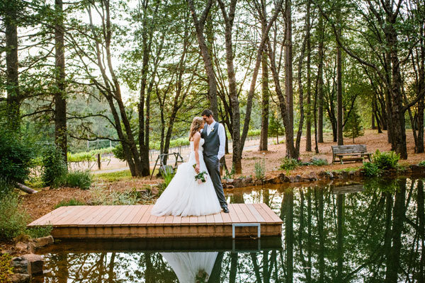 pretty lakeside wedding photo