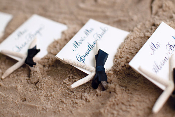 starfish beach wedding escort cards