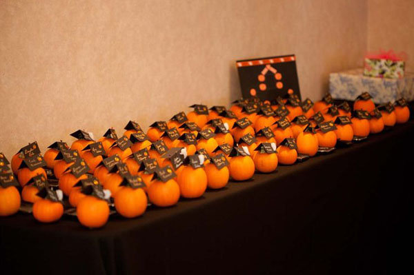 pumpkin escort cards halloween wedding ideas