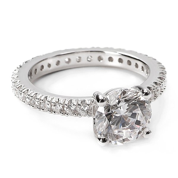 solitaire engagement ring with pave band 