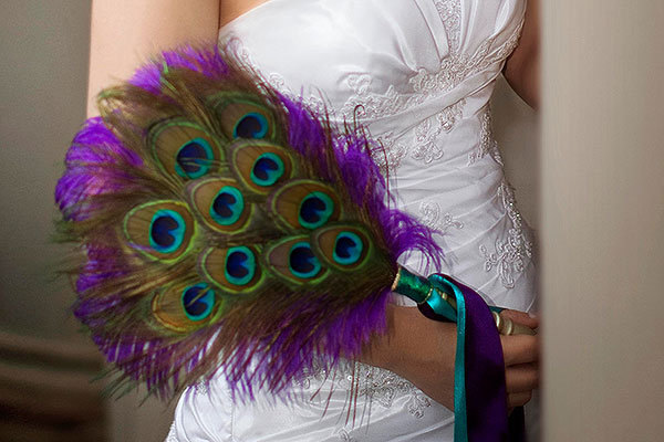 peacock feather bouquet