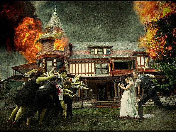 zombie wedding photo