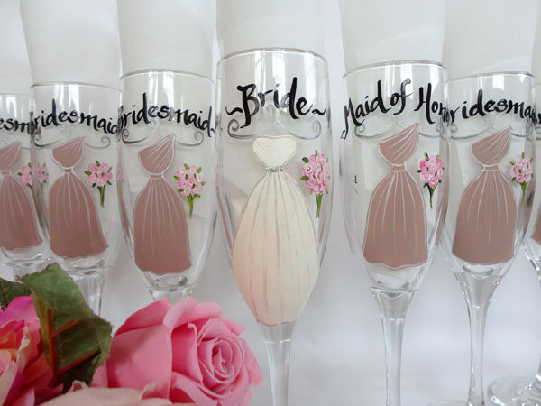 sam designs hand painted wine glasses for bridesmaids