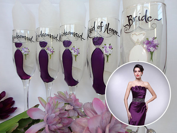 sam designs hand painted wine glasses for bridesmaids