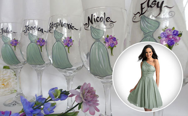 sam designs hand painted glasses for bridesmaids
