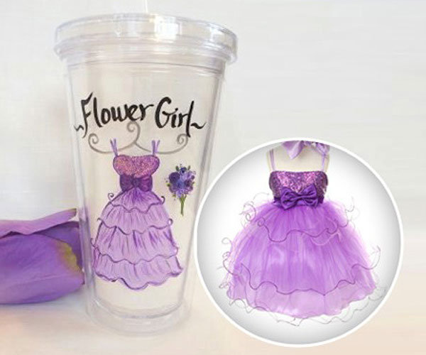 sam designs hand painted flower girl lidded cup