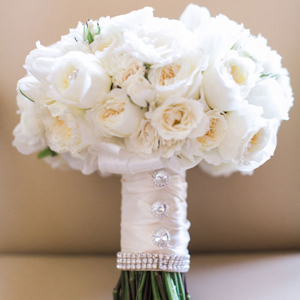 bridal bouquet with satin crystal stem