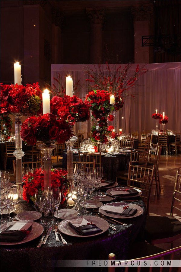 red roses wedding centerpiece