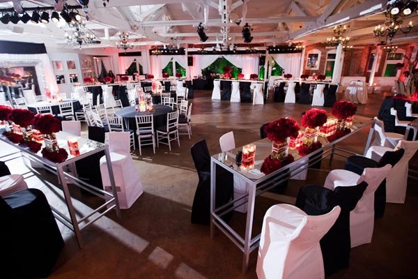 red white and black engagement party
