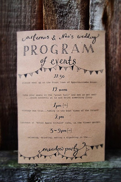 wedding program of events