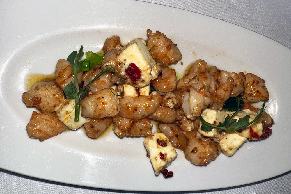 prawns with chili and feta cheese