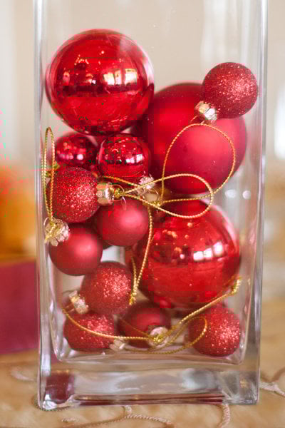 christmas ornament centerpiece wedding