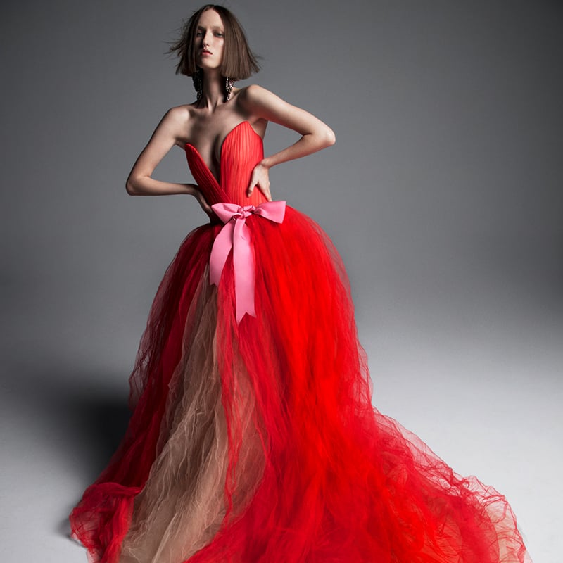 vera wang red wedding gown