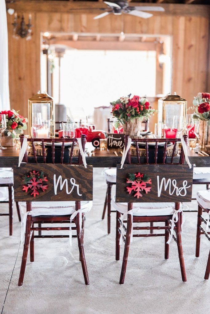 rustic red winter wedding