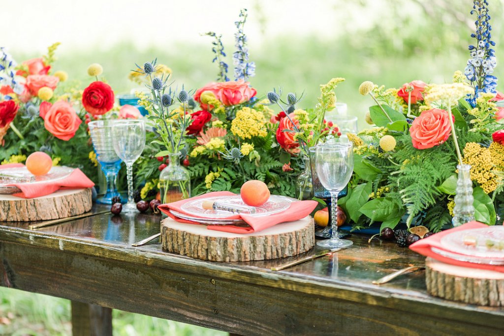 colorful wedding reception table