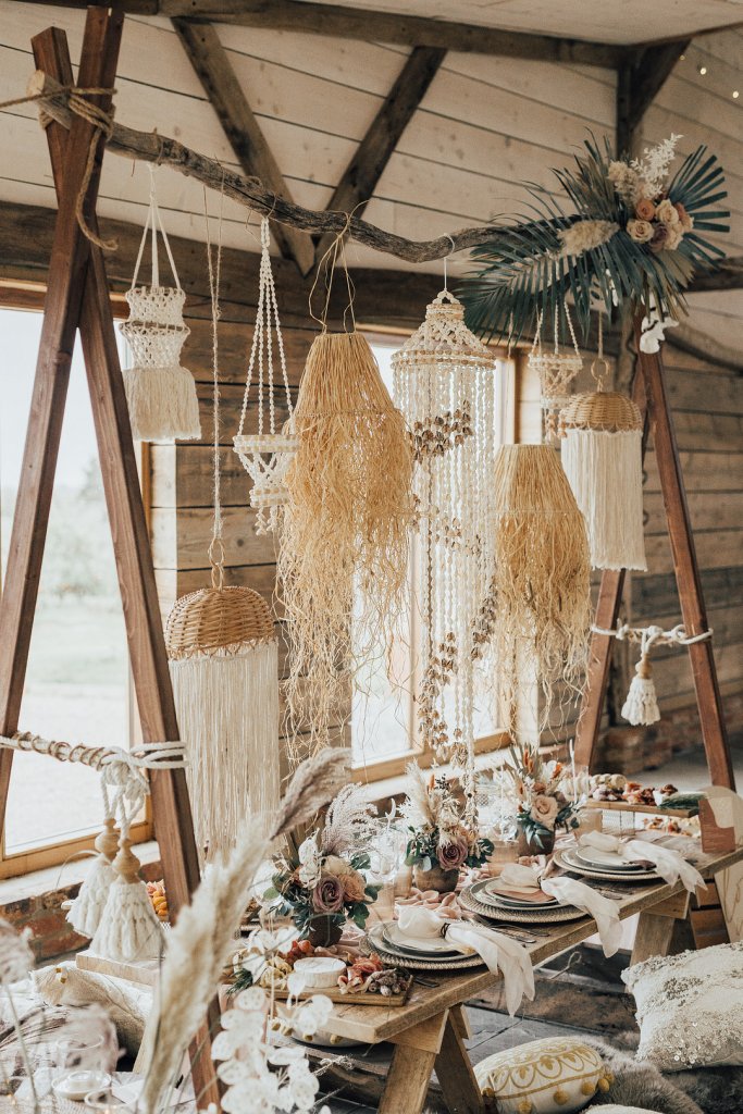 Boho wedding reception decor