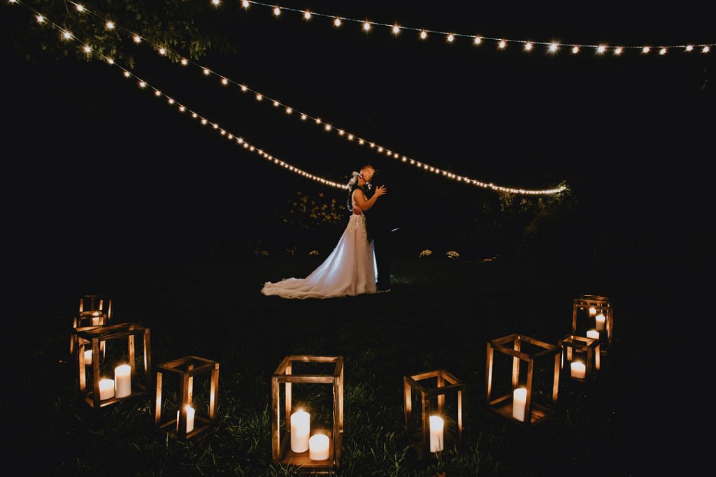 romantic lighting at wedding