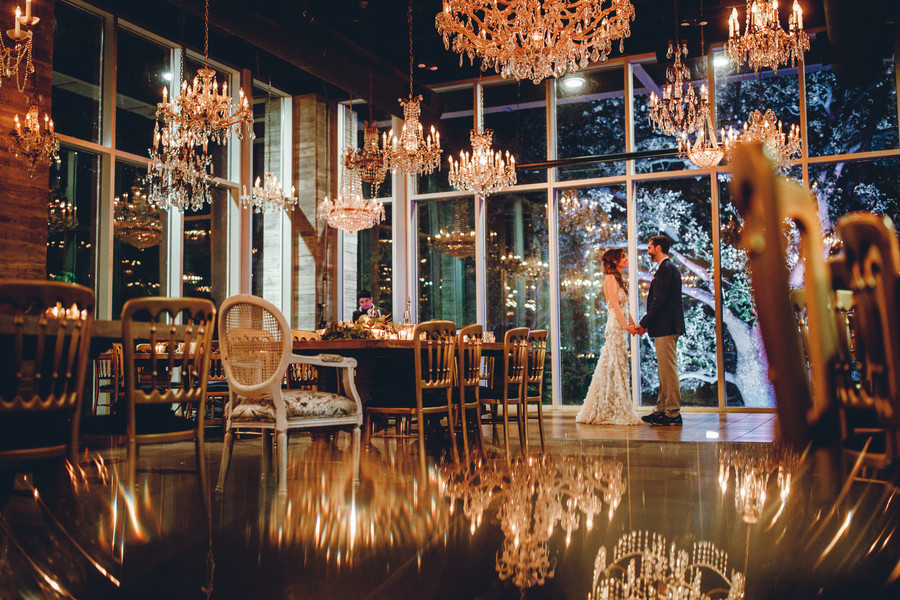 Chandelier wedding reception decor