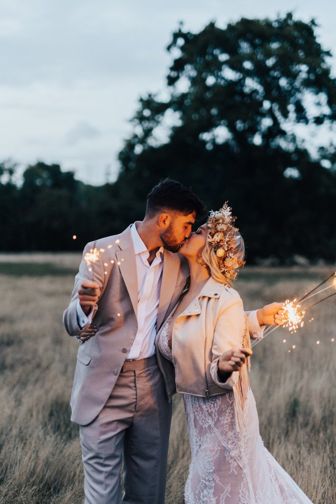 Sparkler wedding photo