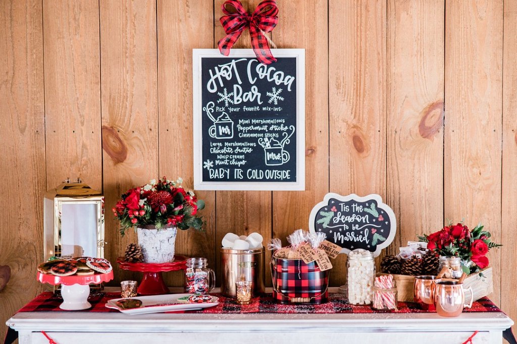 hot cocoa bar at wedding