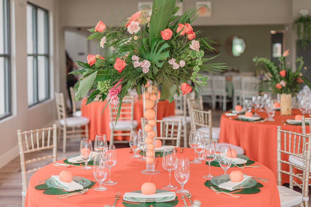 Tropical wedding centerpiece